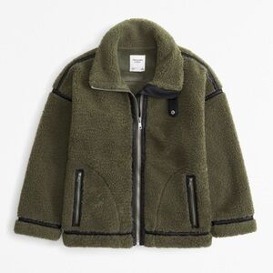Abercrombie & Fitch Olive Green Sherpa Jacket